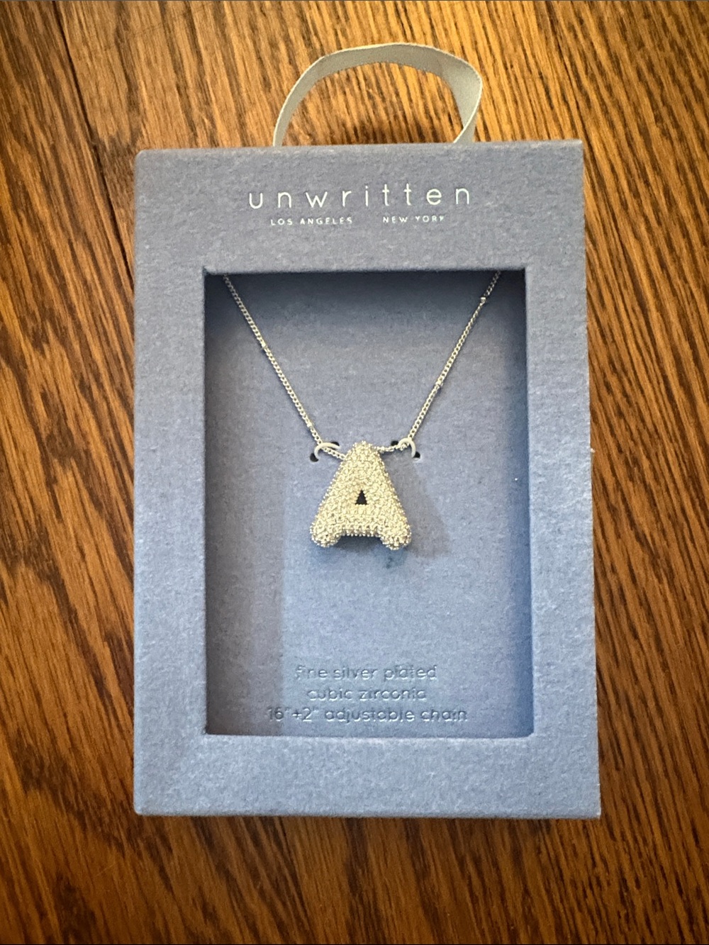 Unwritten Silver Tone 'A' Initial Necklace with Sparkle